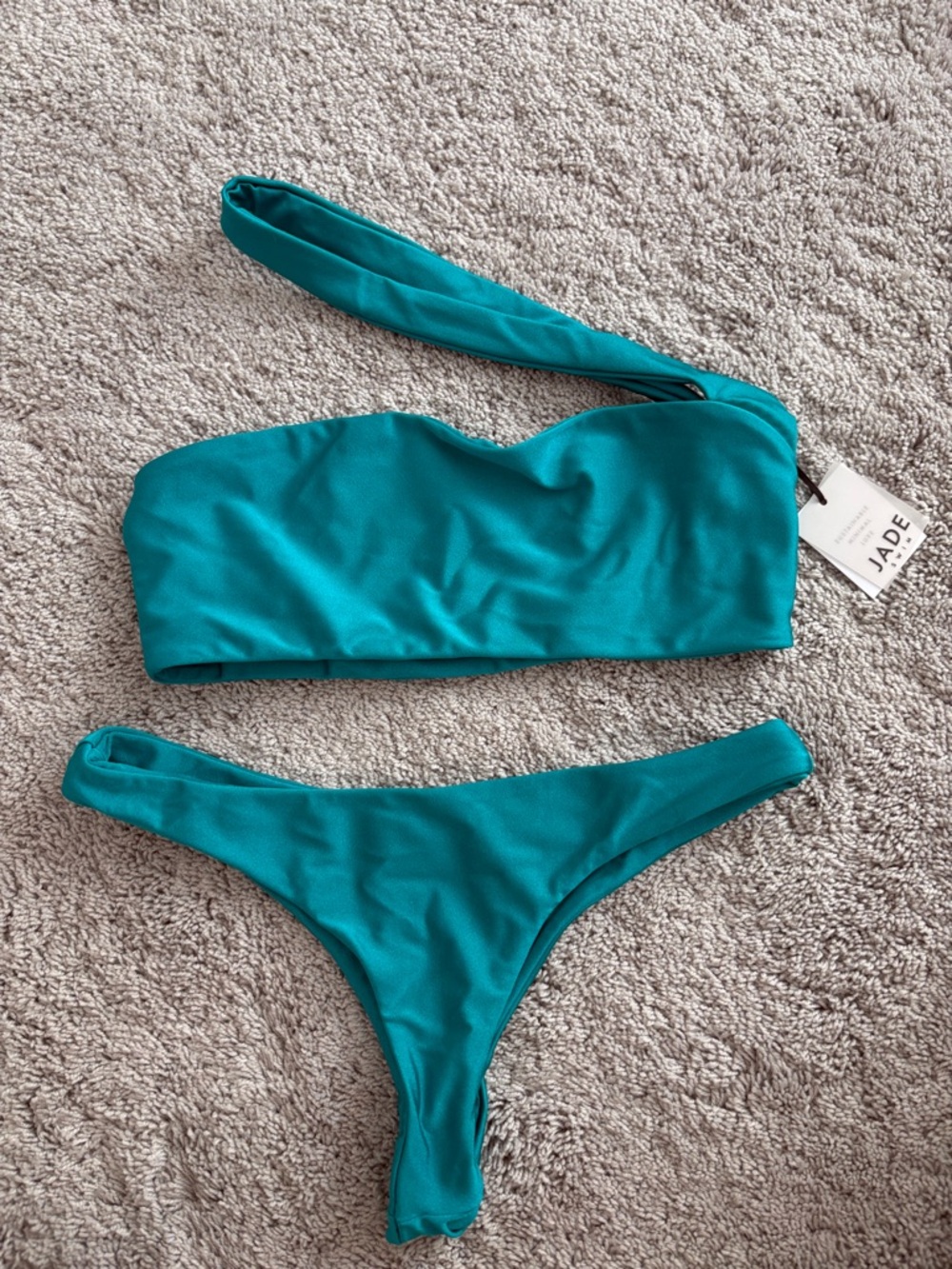 Jade Teal One-Shoulder Bikini Set